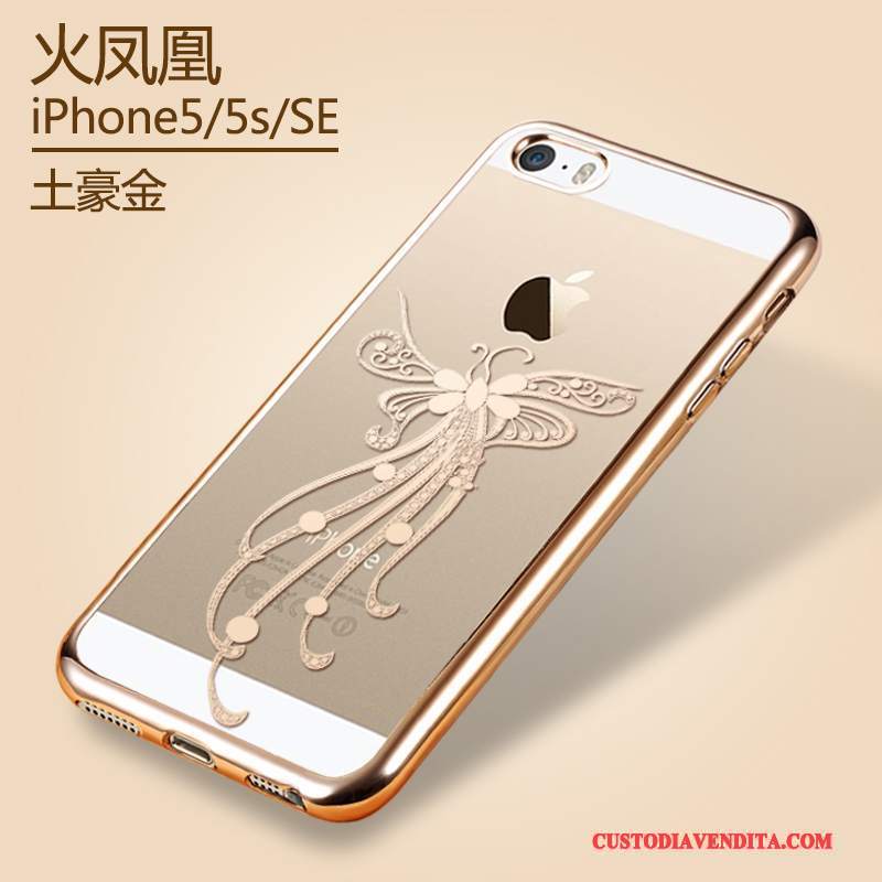 Custodia iPhone 5/5s Silicone Oro Morbido, Cover iPhone 5/5s Protezione Trasparentetelefono