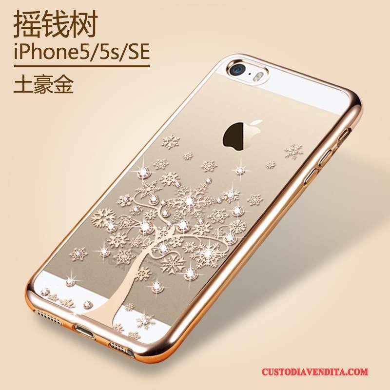 Custodia iPhone 5/5s Silicone Oro Morbido, Cover iPhone 5/5s Protezione Trasparentetelefono