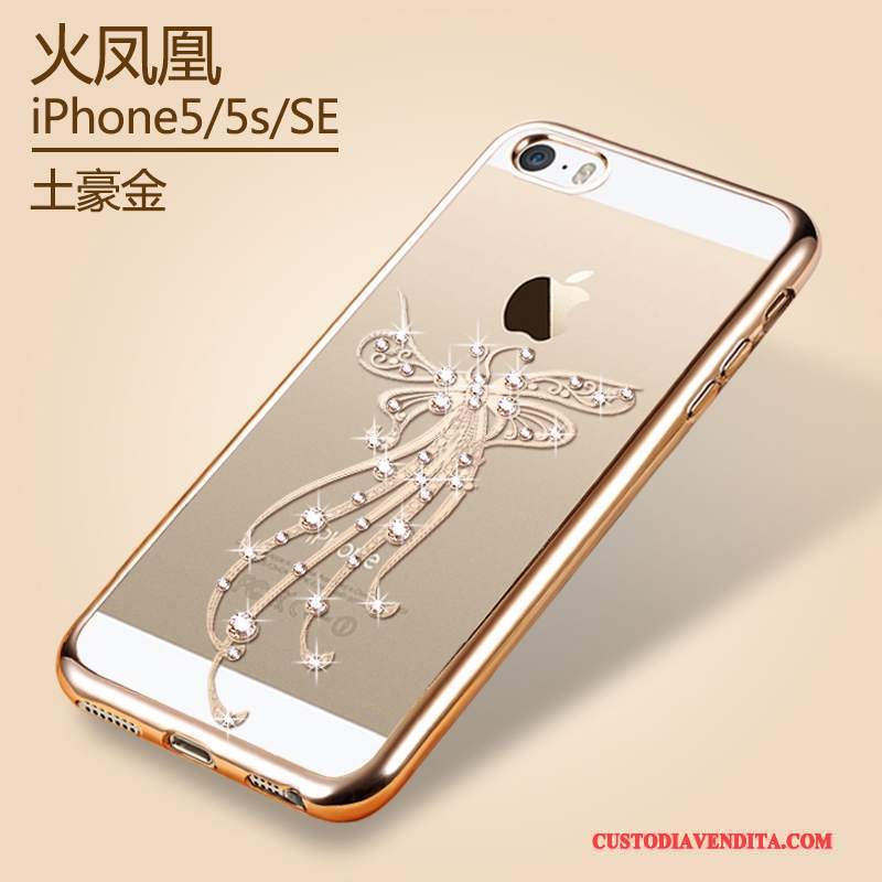 Custodia iPhone 5/5s Silicone Oro Morbido, Cover iPhone 5/5s Protezione Trasparentetelefono