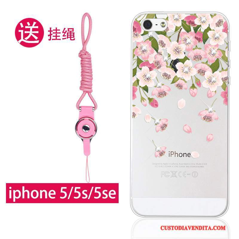 Custodia iPhone 5/5s Silicone Rosa Tutto Incluso, Cover iPhone 5/5s Protezione Morbidotelefono