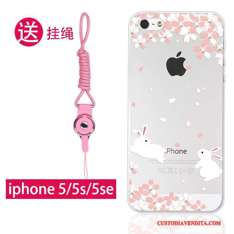 Custodia iPhone 5/5s Silicone Rosa Tutto Incluso, Cover iPhone 5/5s Protezione Morbidotelefono