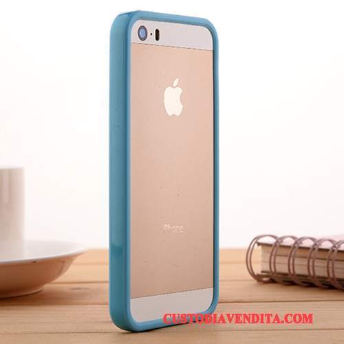 Custodia iPhone 5/5s Silicone Telefono Morbido, Cover iPhone 5/5s Protezione Blu Grigio