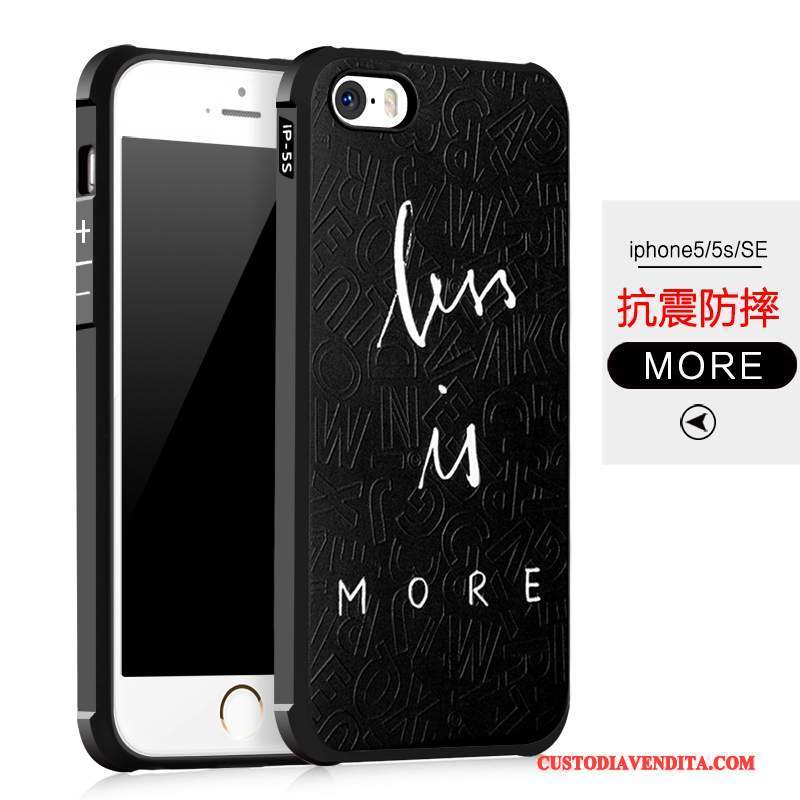 Custodia iPhone 5/5s Silicone Tutto Incluso Anti-caduta, Cover iPhone 5/5s Protezione Nero Tendenza