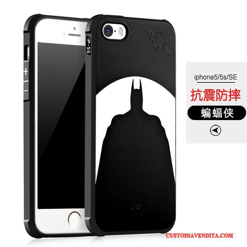 Custodia iPhone 5/5s Silicone Tutto Incluso Anti-caduta, Cover iPhone 5/5s Protezione Nero Tendenza