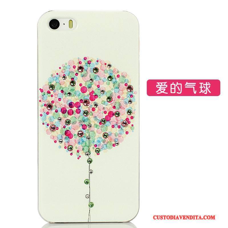 Custodia iPhone 5/5s Strass Di Personalità Chiaro, Cover iPhone 5/5s Cartone Animato Telefono Giallo