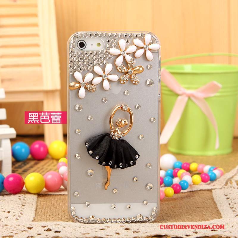 Custodia iPhone 5/5s Strass Telefono Argento, Cover iPhone 5/5s Protezione Bianco