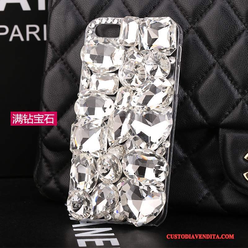 Custodia iPhone 5/5s Strass Telefono Argento, Cover iPhone 5/5s Protezione Bianco