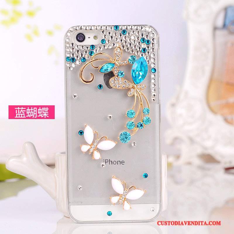 Custodia iPhone 5/5s Strass Telefono Argento, Cover iPhone 5/5s Protezione Bianco