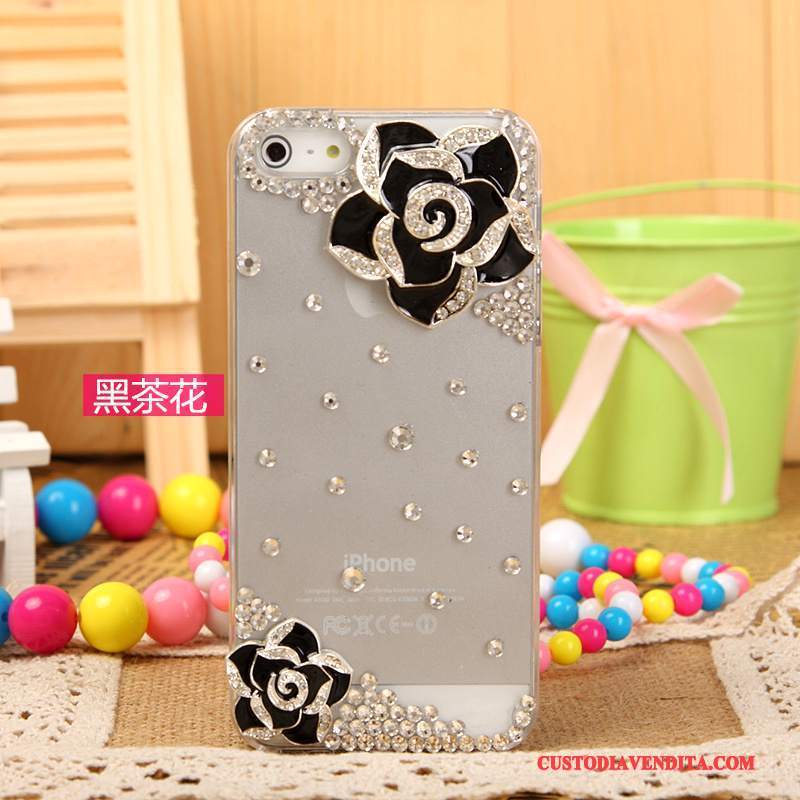 Custodia iPhone 5/5s Strass Telefono Argento, Cover iPhone 5/5s Protezione Bianco