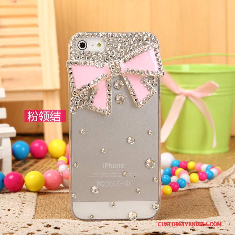 Custodia iPhone 5/5s Strass Telefono Argento, Cover iPhone 5/5s Protezione Bianco