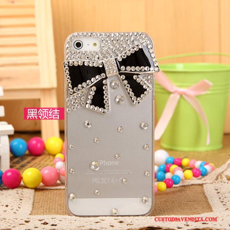 Custodia iPhone 5/5s Strass Telefono Argento, Cover iPhone 5/5s Protezione Bianco