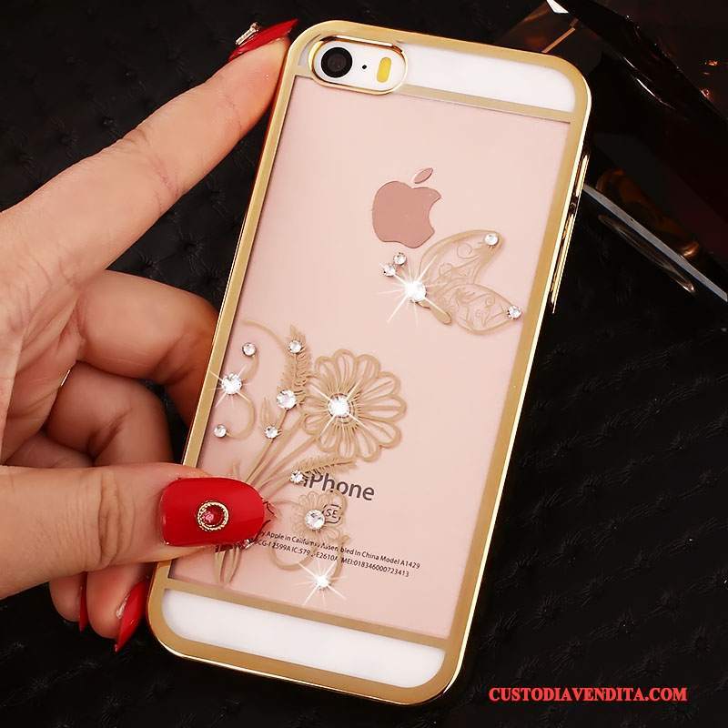 Custodia iPhone 5/5s Strass Tendenzatelefono, Cover iPhone 5/5s Protezione Rosso Difficile