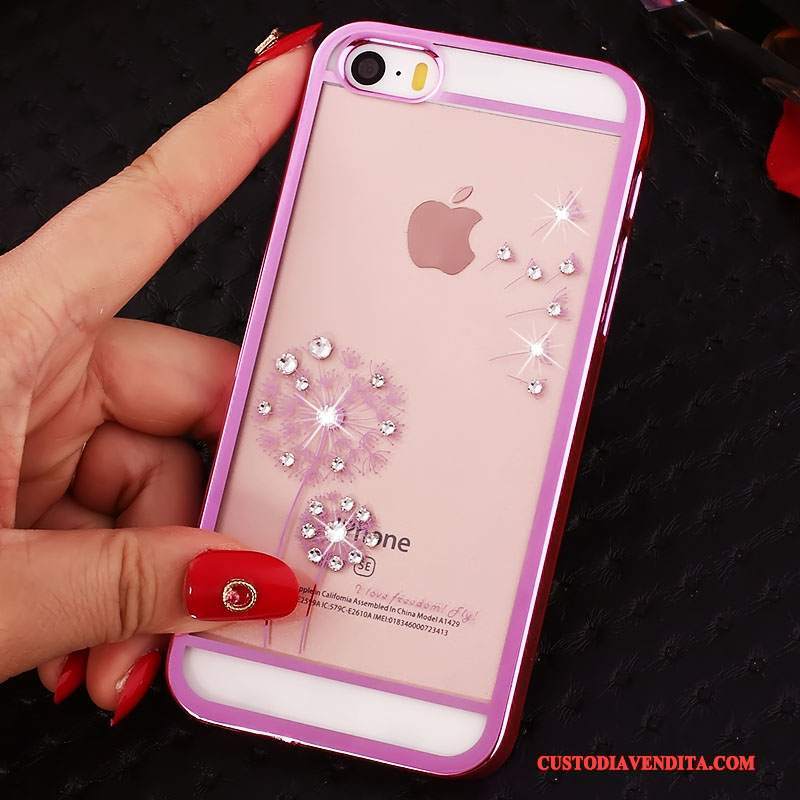 Custodia iPhone 5/5s Strass Tendenzatelefono, Cover iPhone 5/5s Protezione Rosso Difficile