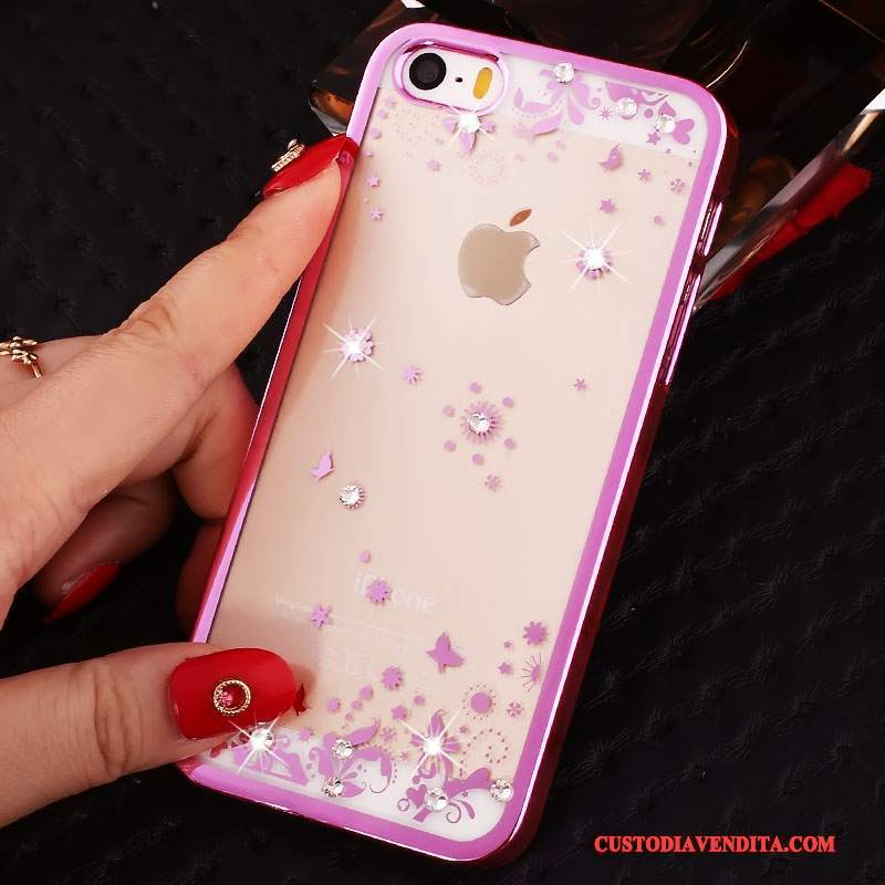 Custodia iPhone 5/5s Strass Tendenzatelefono, Cover iPhone 5/5s Protezione Rosso Difficile