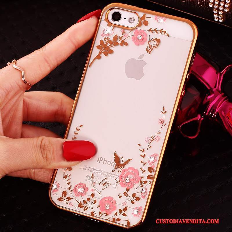 Custodia iPhone 5/5s Strass Trasparente Tutto Incluso, Cover iPhone 5/5s Morbidotelefono