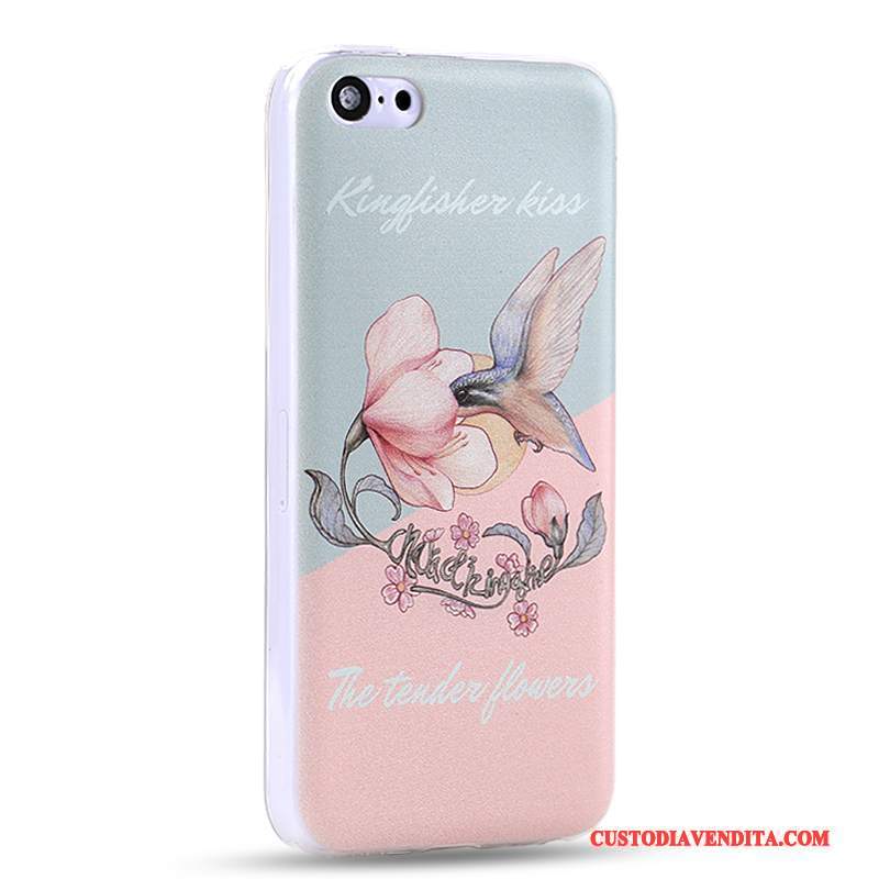 Custodia iPhone 5c Cartone Animato Anti-caduta Blu Chiaro, Cover iPhone 5c Creativo Morbidotelefono