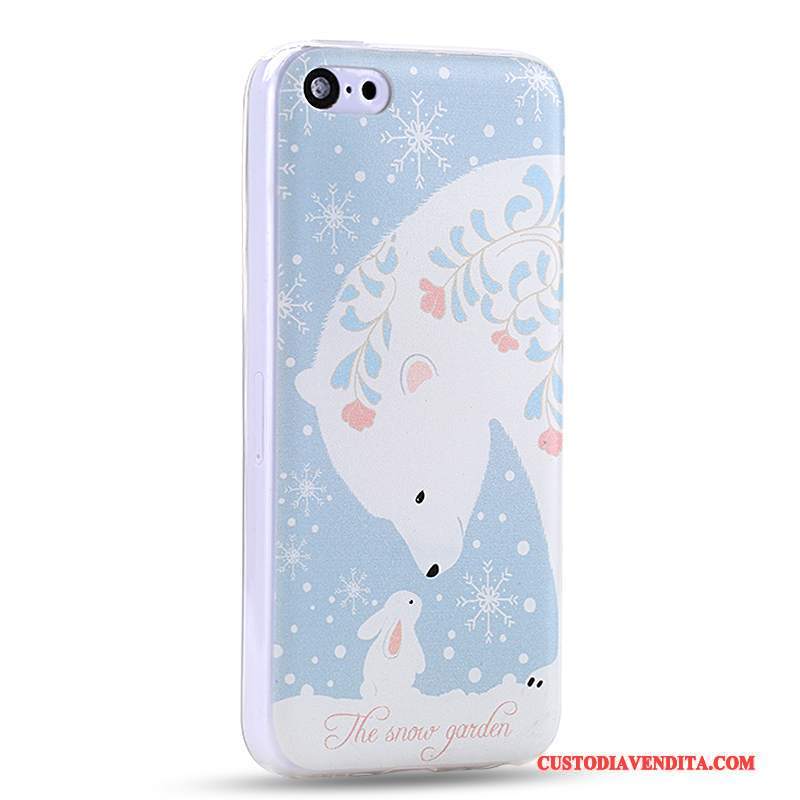 Custodia iPhone 5c Cartone Animato Anti-caduta Blu Chiaro, Cover iPhone 5c Creativo Morbidotelefono