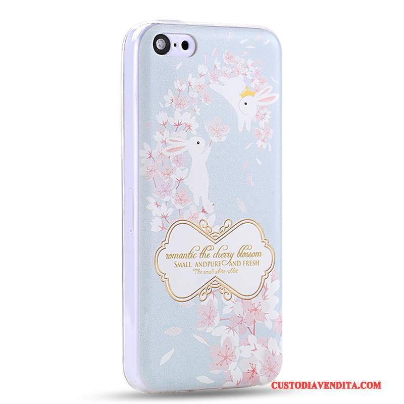 Custodia iPhone 5c Cartone Animato Anti-caduta Blu Chiaro, Cover iPhone 5c Creativo Morbidotelefono