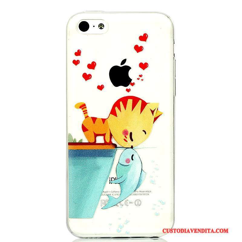 Custodia iPhone 5c Cartone Animato Anti-caduta Blu Chiaro, Cover iPhone 5c Creativo Morbidotelefono