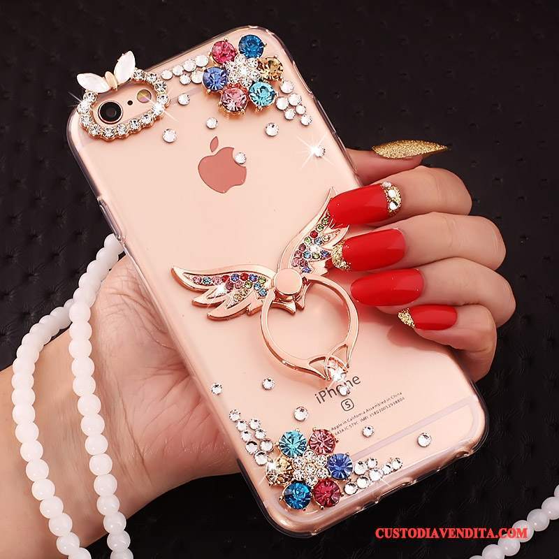 Custodia iPhone 5c Creativo Ring Rosa, Cover iPhone 5c Protezione Telefono Ornamenti Appesi