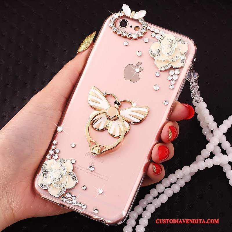 Custodia iPhone 5c Creativo Ring Rosa, Cover iPhone 5c Protezione Telefono Ornamenti Appesi