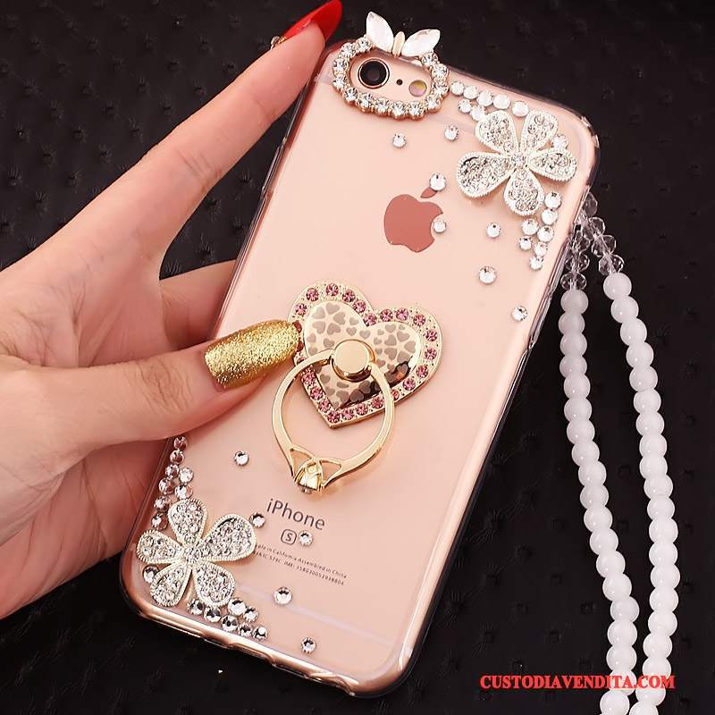 Custodia iPhone 5c Creativo Ring Rosa, Cover iPhone 5c Protezione Telefono Ornamenti Appesi