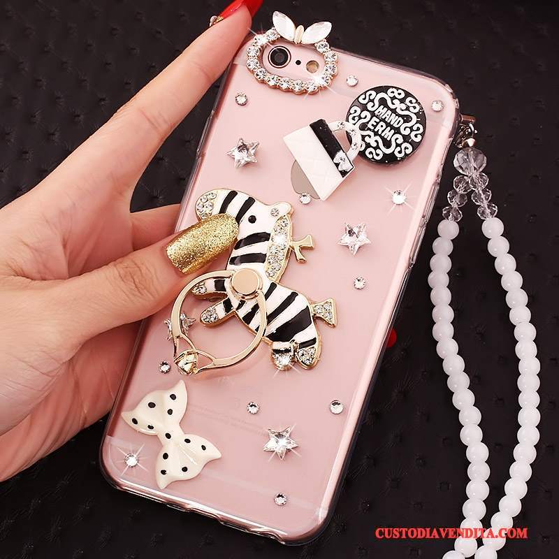 Custodia iPhone 5c Creativo Ring Rosa, Cover iPhone 5c Protezione Telefono Ornamenti Appesi