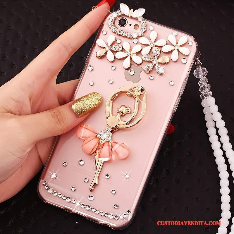 Custodia iPhone 5c Creativo Ring Rosa, Cover iPhone 5c Protezione Telefono Ornamenti Appesi