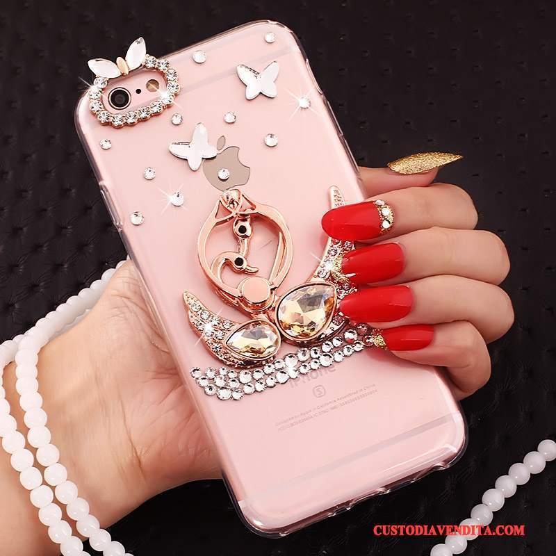 Custodia iPhone 5c Creativo Ring Rosa, Cover iPhone 5c Protezione Telefono Ornamenti Appesi