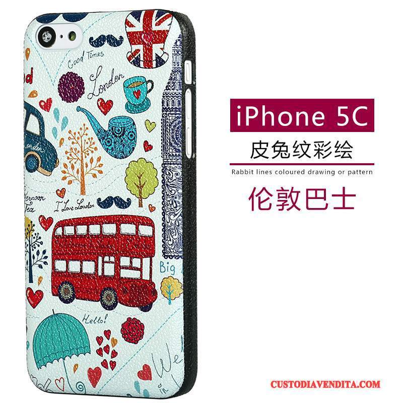 Custodia iPhone 5c Pelle Modellotelefono, Cover iPhone 5c Cartone Animato Verde Macchiati