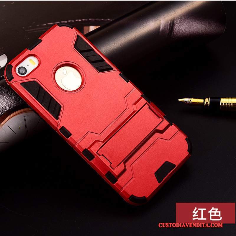 Custodia iPhone 5c Protezione Specchio Coperchio Posteriore, Cover iPhone 5c Metallo Rosso