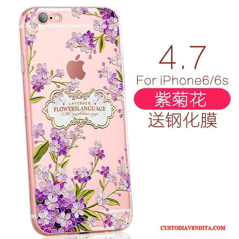 Custodia iPhone 6/6s Cartone Animato Elegante Fresco, Cover iPhone 6/6s Silicone Morbido Rosa