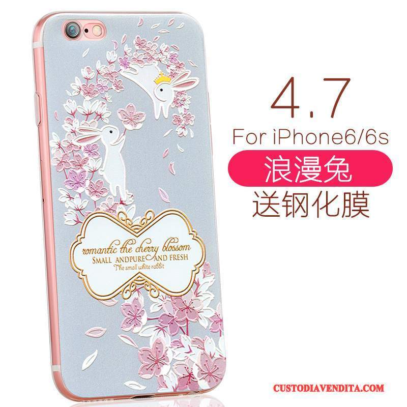 Custodia iPhone 6/6s Cartone Animato Elegante Fresco, Cover iPhone 6/6s Silicone Morbido Rosa