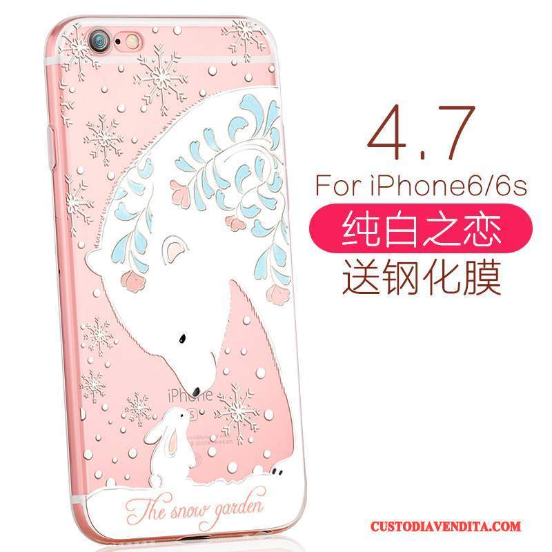 Custodia iPhone 6/6s Cartone Animato Elegante Fresco, Cover iPhone 6/6s Silicone Morbido Rosa