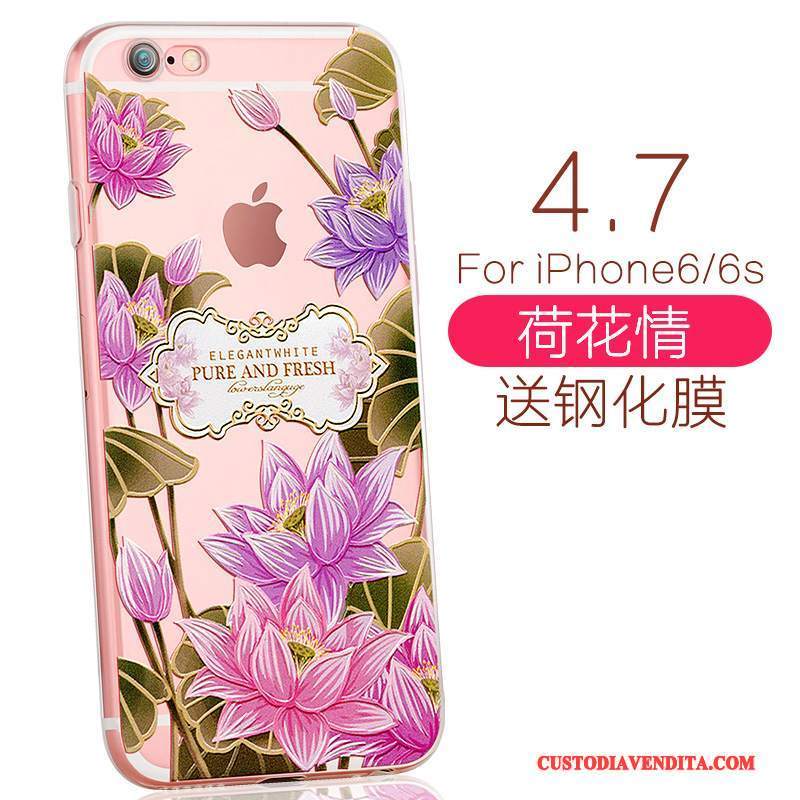 Custodia iPhone 6/6s Cartone Animato Elegante Fresco, Cover iPhone 6/6s Silicone Morbido Rosa