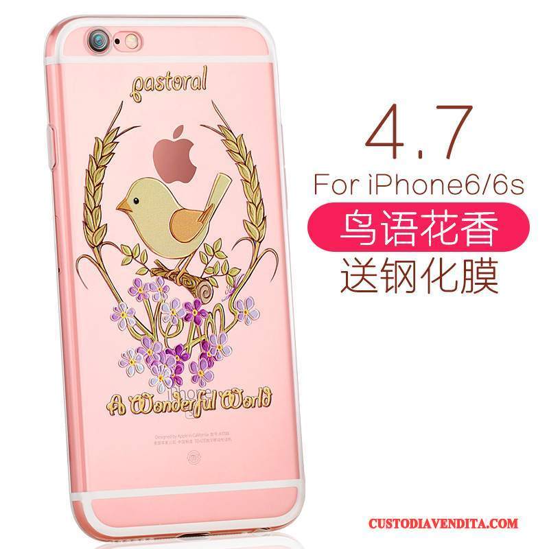 Custodia iPhone 6/6s Cartone Animato Elegante Fresco, Cover iPhone 6/6s Silicone Morbido Rosa