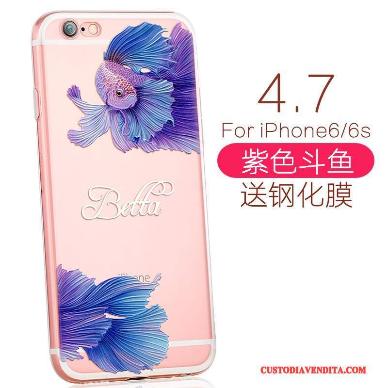 Custodia iPhone 6/6s Cartone Animato Elegante Fresco, Cover iPhone 6/6s Silicone Morbido Rosa