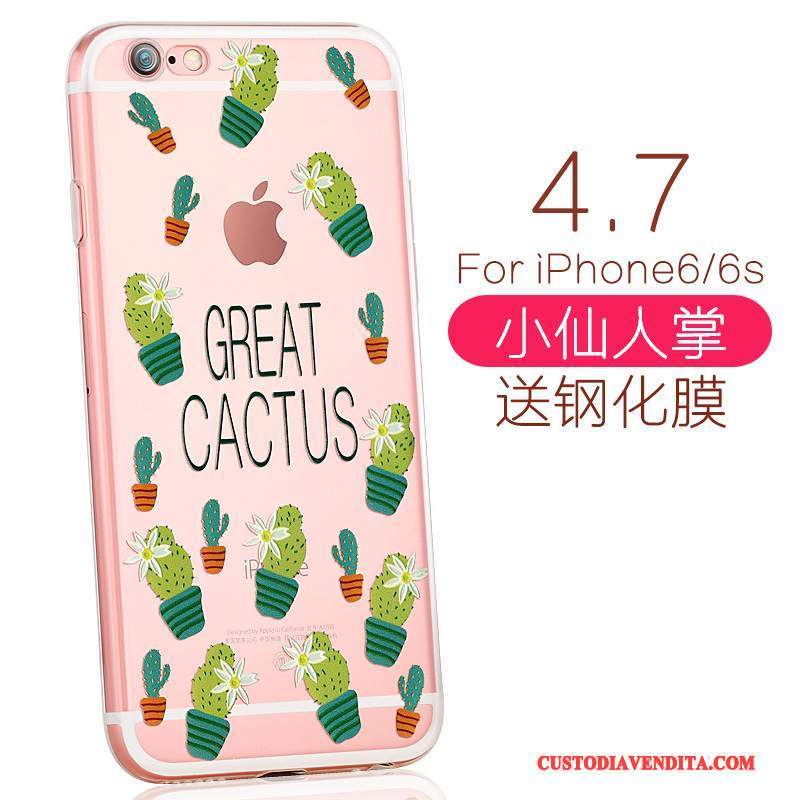 Custodia iPhone 6/6s Cartone Animato Elegante Fresco, Cover iPhone 6/6s Silicone Morbido Rosa