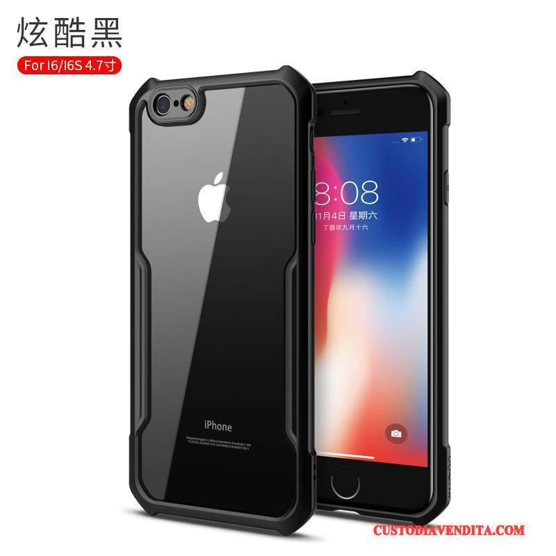 Custodia iPhone 6/6s Creativo Trasparente Nero, Cover iPhone 6/6s Silicone Sottile Tutto Incluso