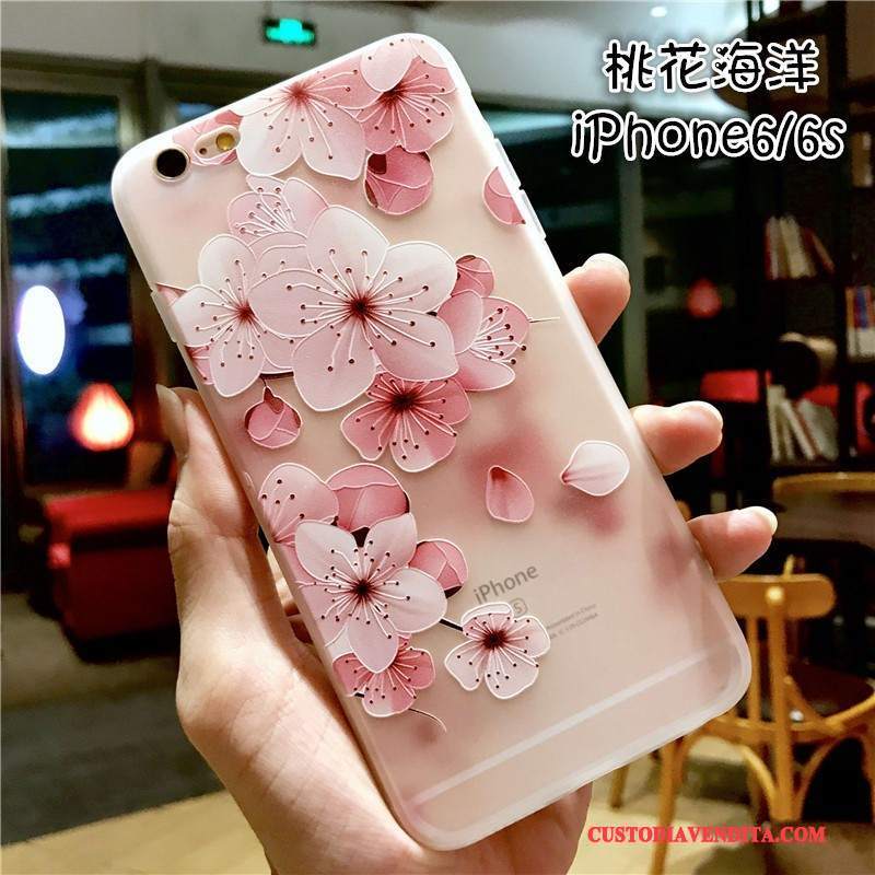 Custodia iPhone 6/6s Goffratura Anti-caduta Nuovo, Cover iPhone 6/6s Silicone Rosa Morbido