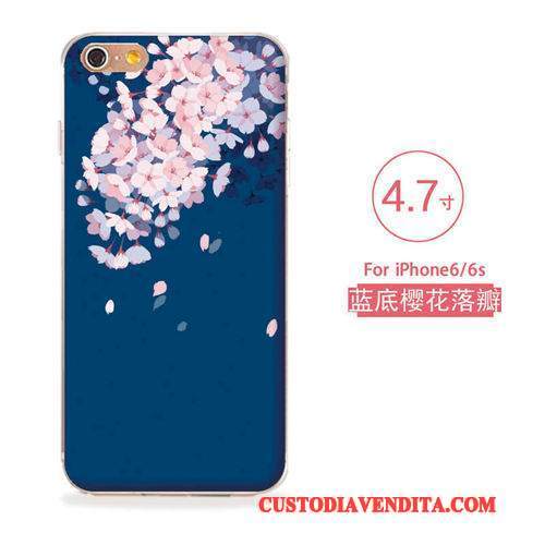 Custodia iPhone 6/6s Goffratura Blu Arte, Cover iPhone 6/6s Silicone Morbidotelefono