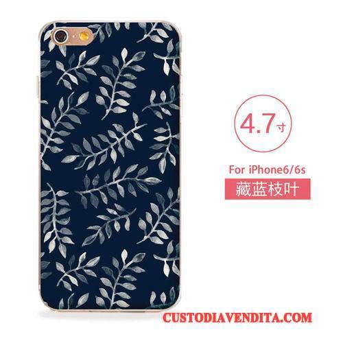 Custodia iPhone 6/6s Goffratura Blu Arte, Cover iPhone 6/6s Silicone Morbidotelefono