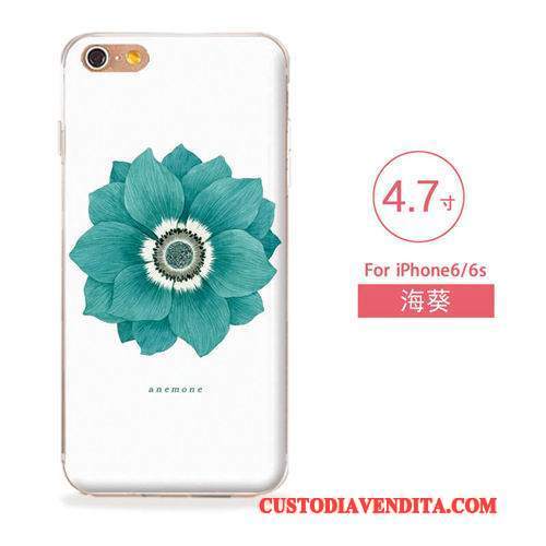 Custodia iPhone 6/6s Goffratura Blu Arte, Cover iPhone 6/6s Silicone Morbidotelefono