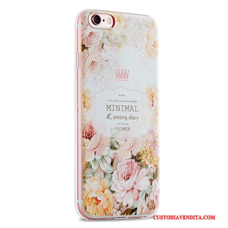 Custodia iPhone 6/6s Goffratura Morbidotelefono, Cover iPhone 6/6s Silicone Rosa