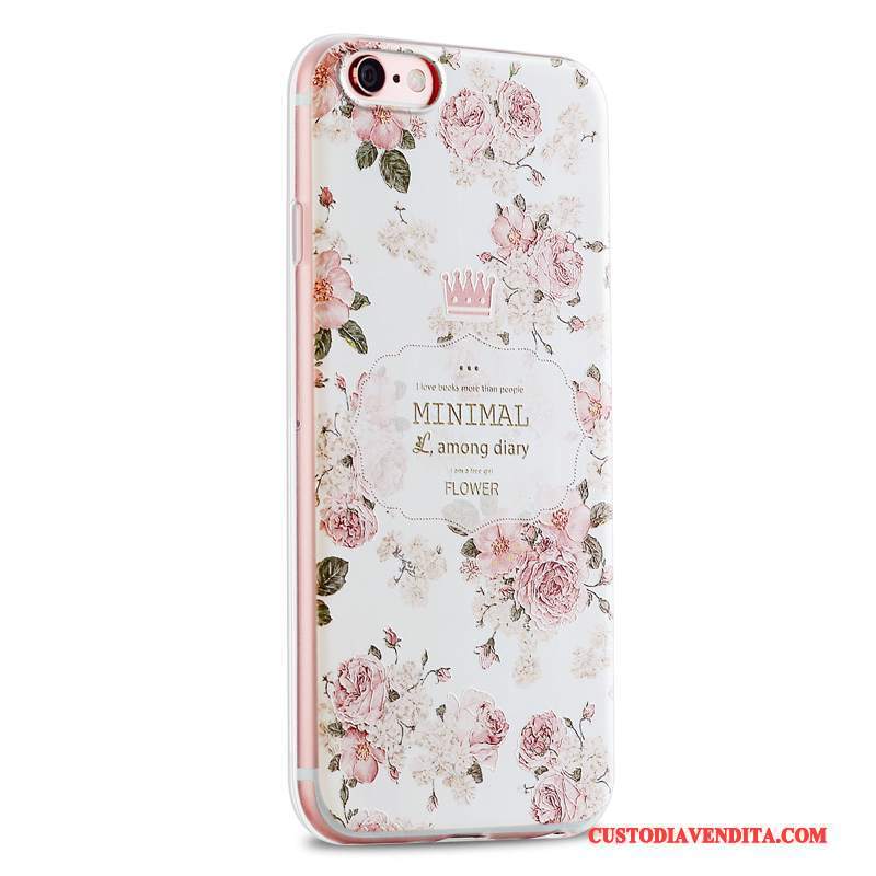 Custodia iPhone 6/6s Goffratura Morbidotelefono, Cover iPhone 6/6s Silicone Rosa