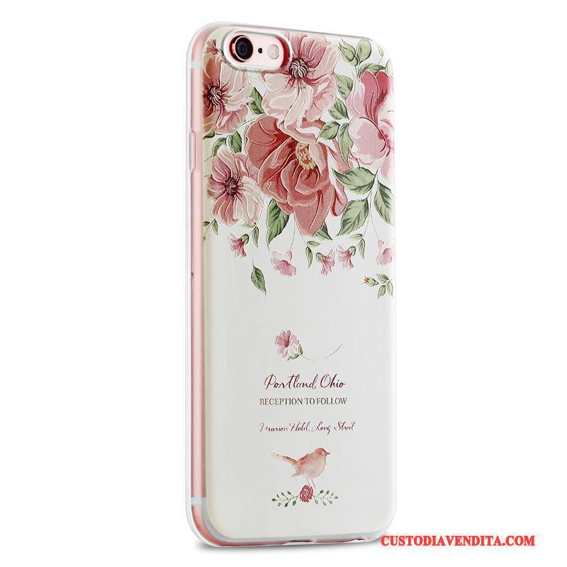 Custodia iPhone 6/6s Goffratura Morbidotelefono, Cover iPhone 6/6s Silicone Rosa