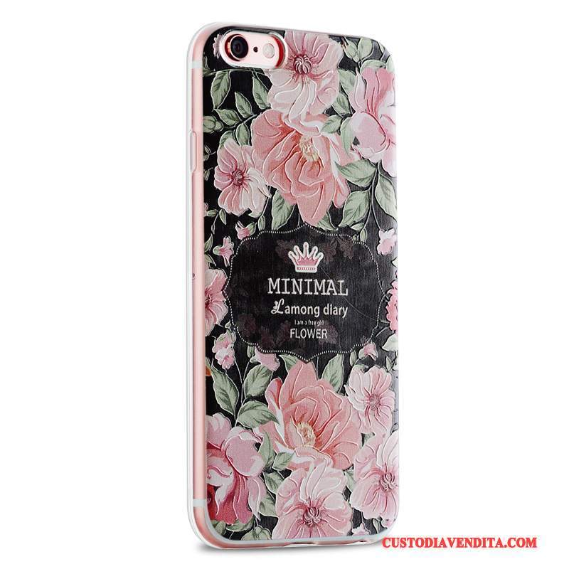 Custodia iPhone 6/6s Goffratura Morbidotelefono, Cover iPhone 6/6s Silicone Rosa