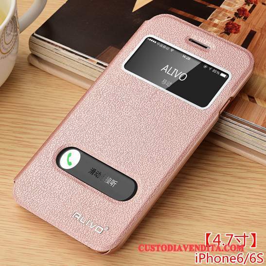 Custodia iPhone 6/6s Pelle Telefono Rosa, Cover iPhone 6/6s Protezione Anti-caduta