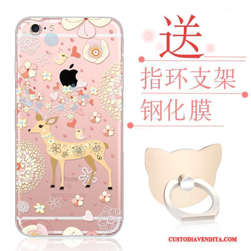 Custodia iPhone 6/6s Plus Cartone Animato Morbido Trasparente, Cover iPhone 6/6s Plus Silicone Tutto Incluso Rosa