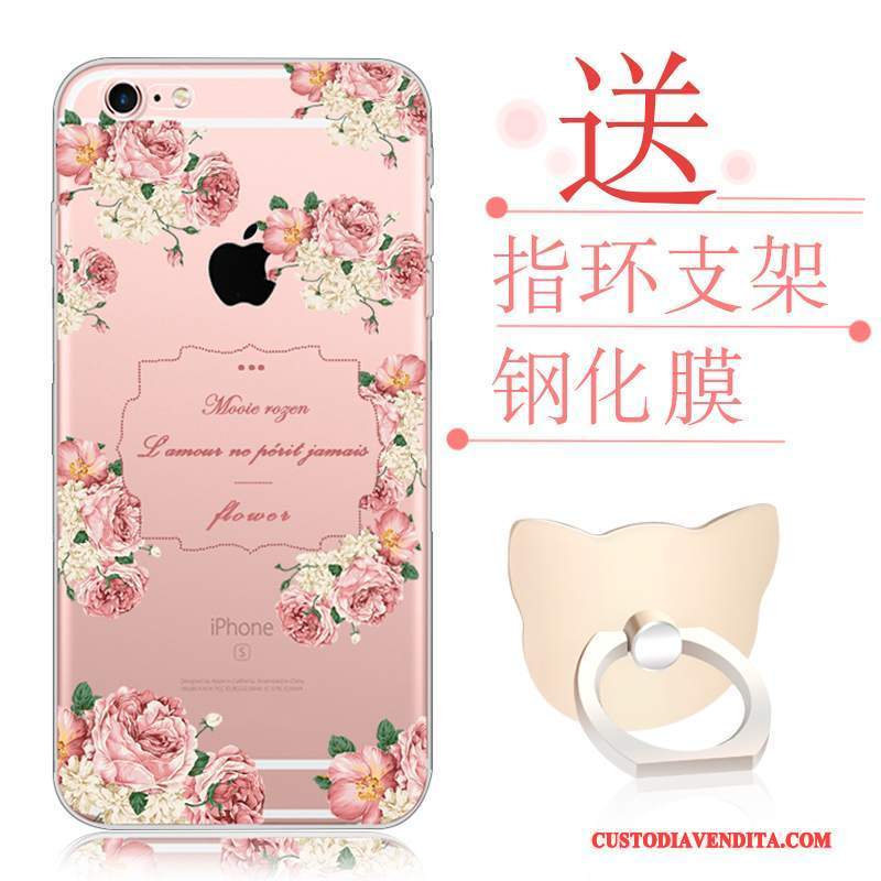 Custodia iPhone 6/6s Plus Cartone Animato Morbido Trasparente, Cover iPhone 6/6s Plus Silicone Tutto Incluso Rosa